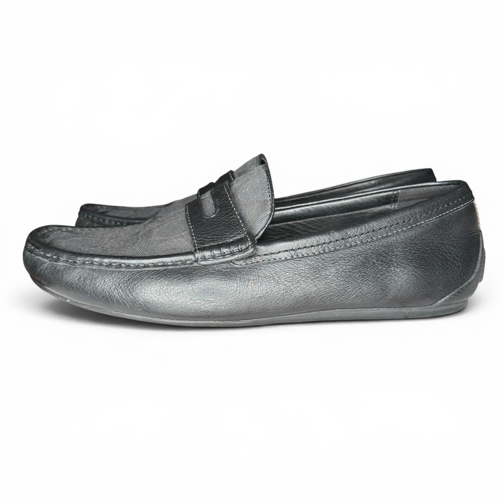 Coach Men's Loafers Size 11 D Black Leather Signature Jacquard Penny - Picture 6 of 10
